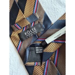 Kolte Italy	Melange Bronze Striped Woven 	100% Silk	Tie Necktie Made In Italy